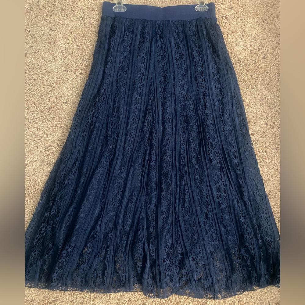 Lapis Women’s Navy Lace Long Skirt Size M